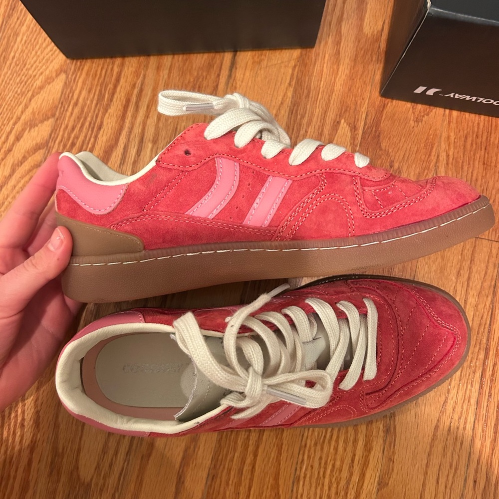 Stylish Pink and Tan Sneakers